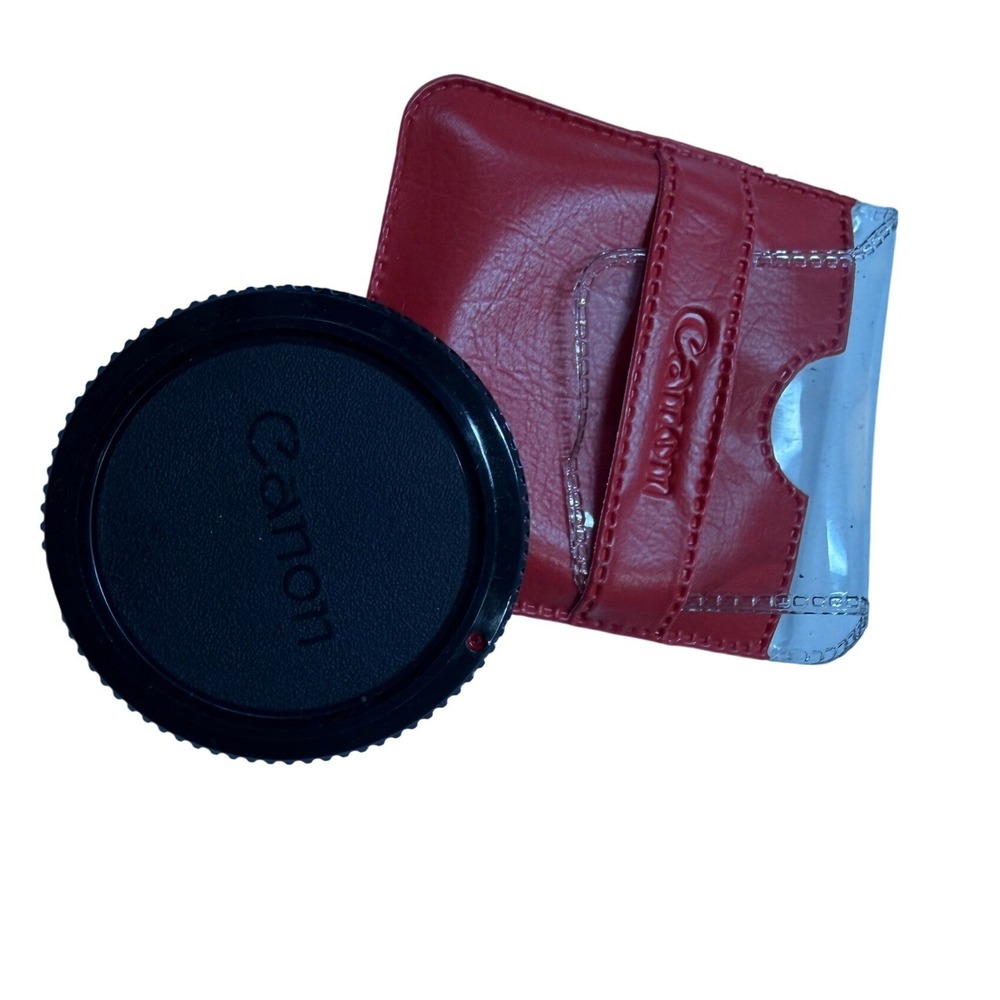 Canon Front Lens Cap with Red Canon Branded Protective Storage Pouch Case